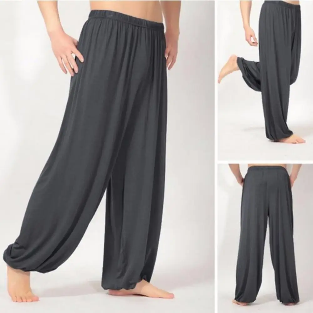 Pantaloni larghi Casual da uomo in tinta unita pantaloni Harem da Yoga per danza del ventre