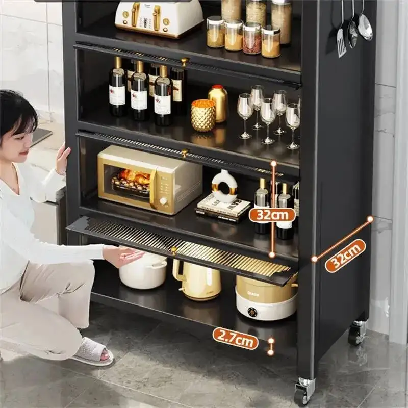 Metal Kitchen Cabinets Kitchen Furniture Multi-layer Storage Cabinet Floor Racks Multi-functional Tableware Cabinet U  Modern