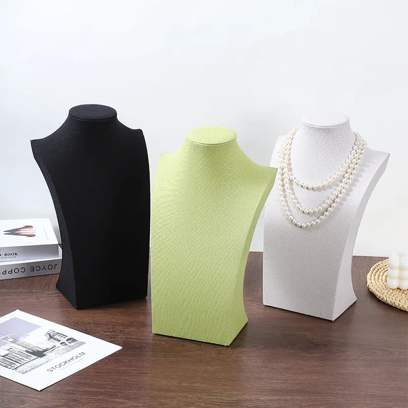 

Multi-color Fabric Necklace Bust Jewelry Display Stand Mannequin Torso Holder for Pendant Showcase