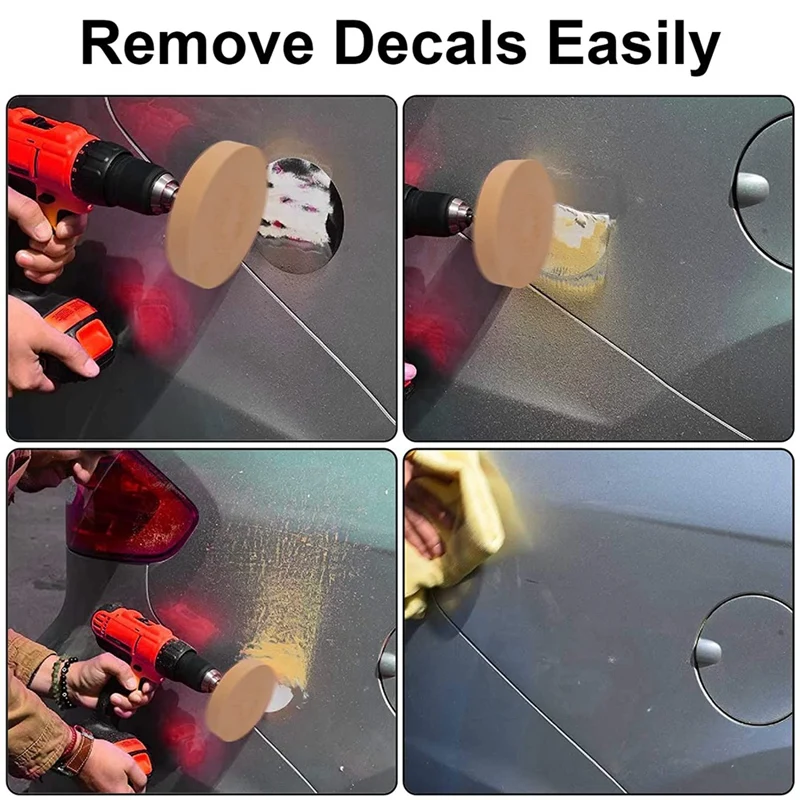 Decalque Borracha Roda, Roda Sólida, Ferramenta Removedor Adesivo, Pad e Adaptador de Broca, 4 ", 2 Pcs