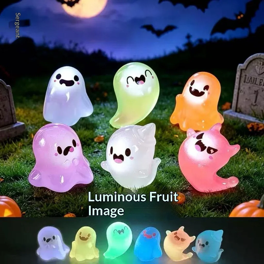 Luminous Jelly Ghost Keychain, Halloween Cartoon Glow in Dark Pendant,Phone Pendant Headphone Case Charm Bag Decor Car Key Ring view 4