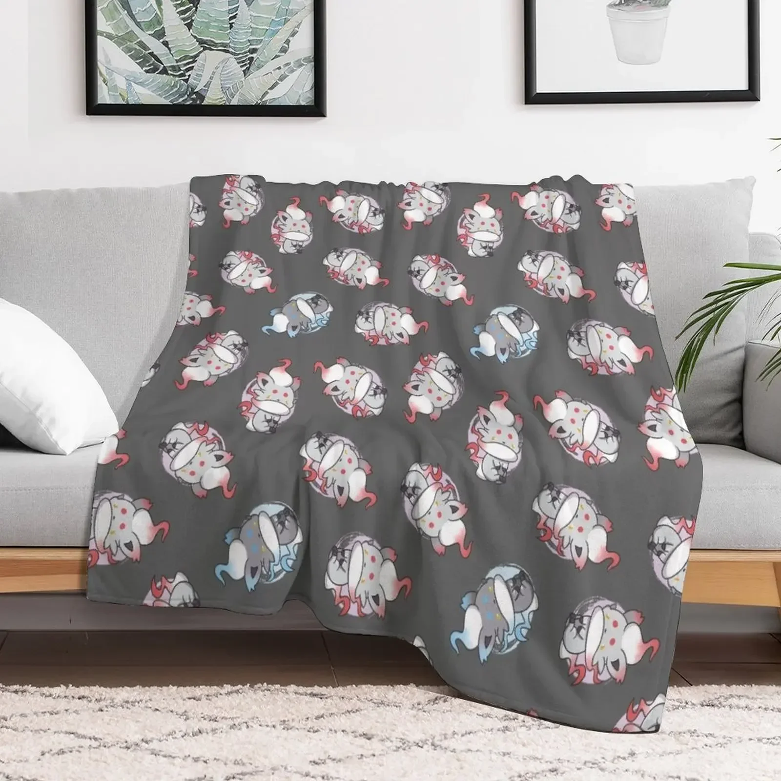 Hisuian Zorua Seamless Pattern Throw Blanket Comforter Thermal wednesday Plush Blankets