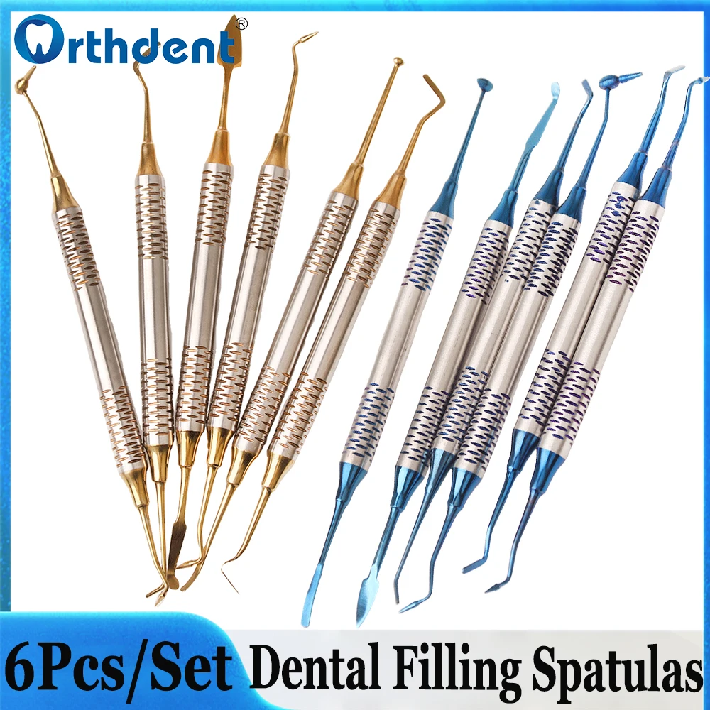 

Набор из 6 штук: Стоматологические шпатели для композитных пломб с двойной головкой, титановое покрытие, инструменты для реставрации зубов