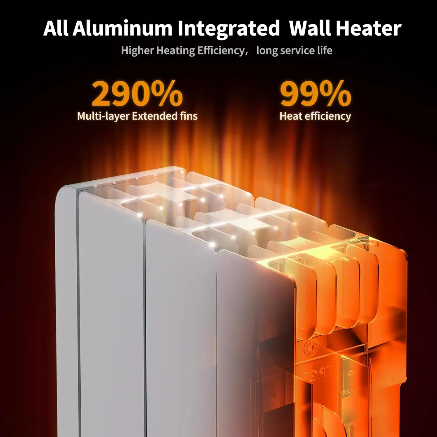 Calentador de pared de panel, calentador de espacio de convección inteligente enchufable para uso en interiores, diseño silencioso sin ventilador, calentador independiente/de montaje en pared W