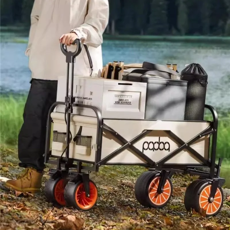 

Портативная уличная тележка для кемпинга, складная просторная электрическая тележка для хранения, гибкая рулевая электрическая тележка, полезные маленькие инструменты для кемпинга