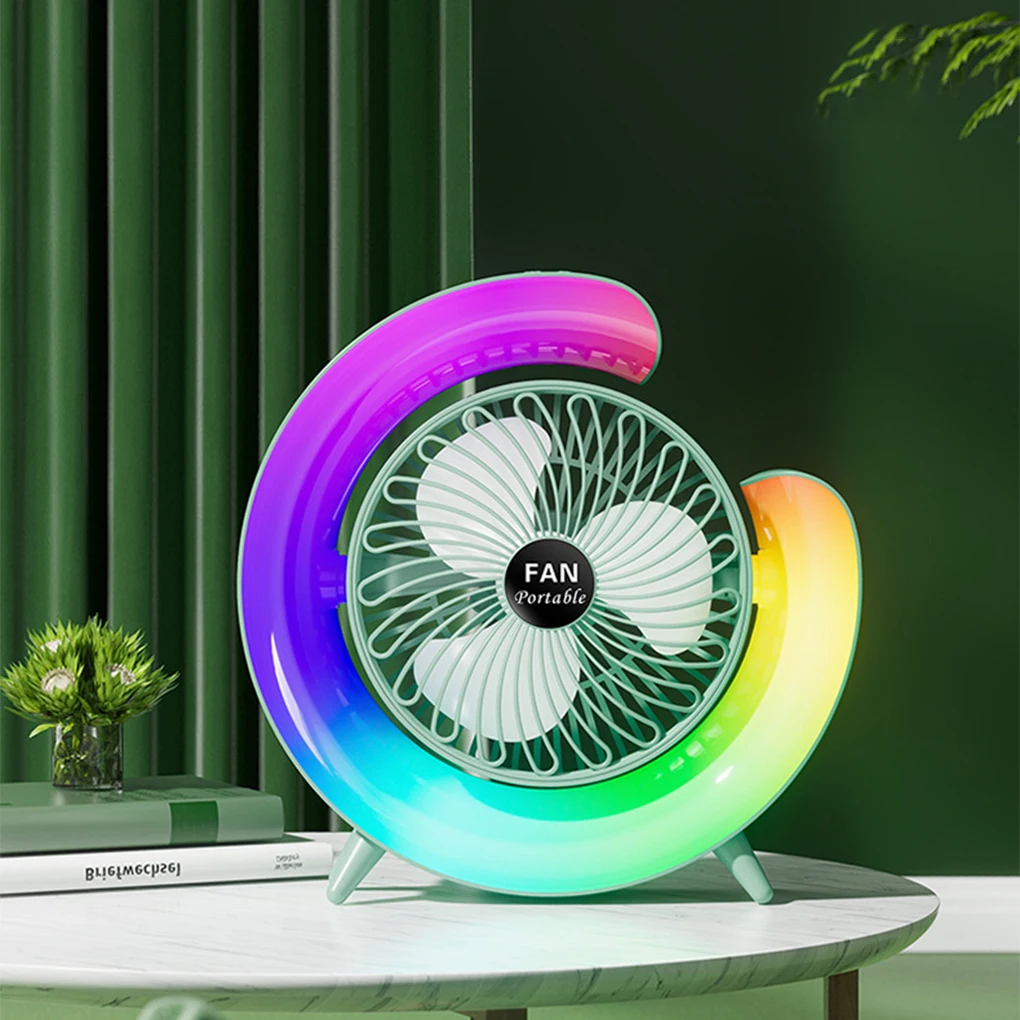 7-Farben-Lauflichter, kleiner Ventilator, USB-Aufladung, tragbarer und leiser Conditioner mit kühlem