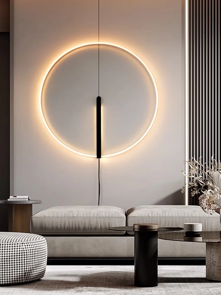 Lámpara de pared española minimalista moderna, lámpara de pared circular LED minimalista para sofá de sala de estar nórdica