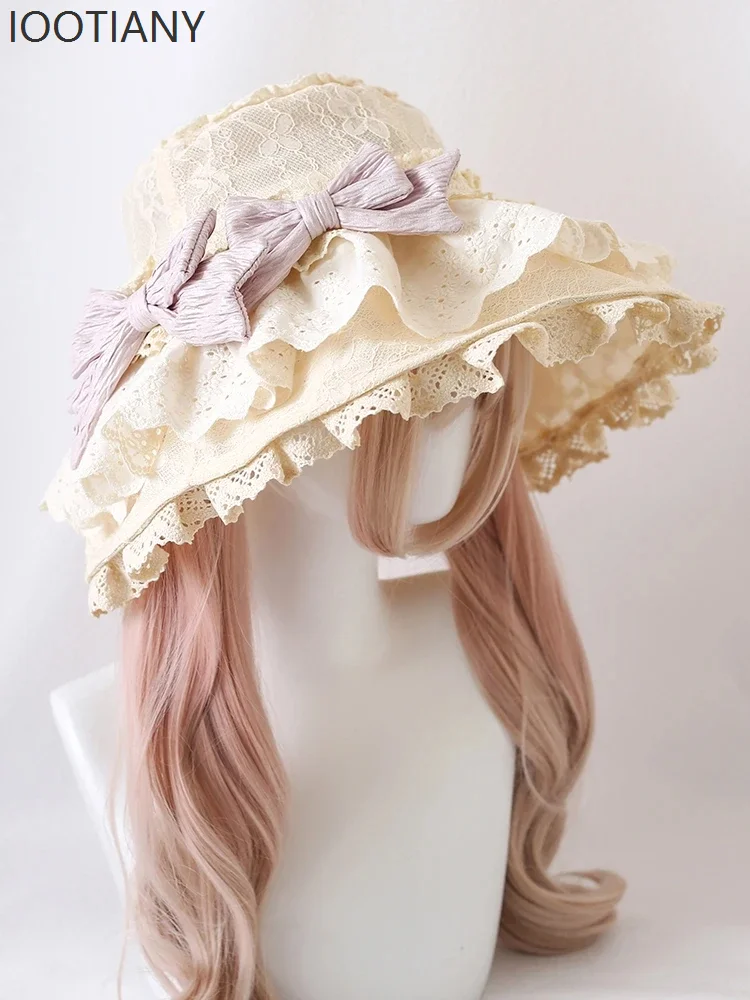Halloween Cute Sweet Ladies Lolita Gorgeous Lace Hat Sun Hat Masquerade Party Stage Catwalk Performance Accessories Props 2025