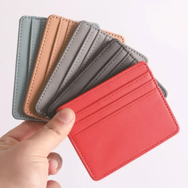 Porte-cartes d'identité en cuir PU pour hommes et femmes, porte-cartes de crédit, étui à fentes multiples, porte-cartes mince, porte-cartes de visite, boîte à documents, bonbons, 1PC