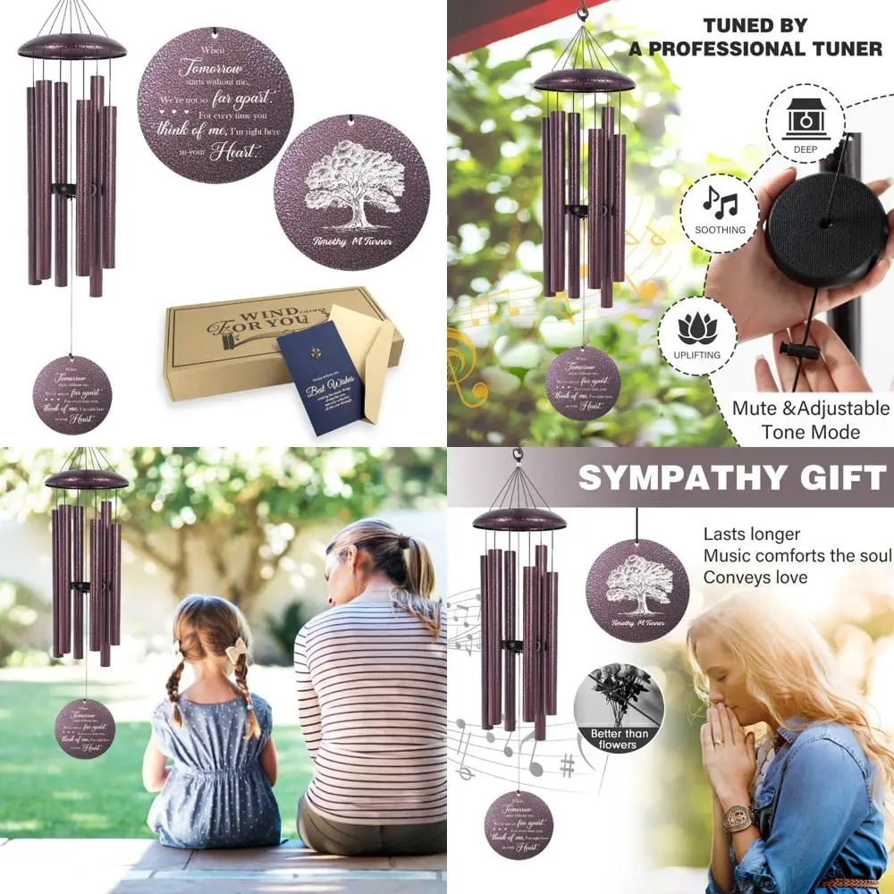 

32-inch memorial wind chimes with custom name for honoring a deceased mother's memory