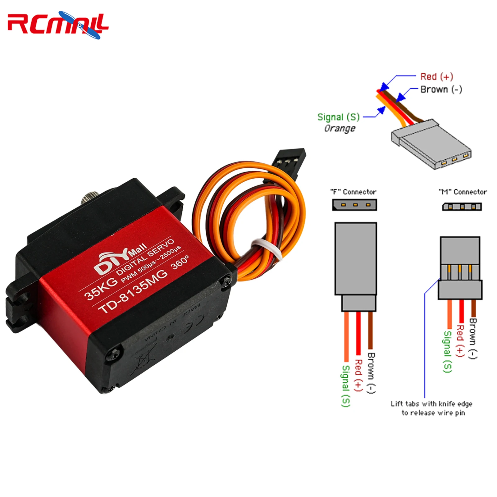 Rcカー用防水デジタルサーボ,連続回転,rcカー用,TD-8135MG, 360度,4.8v-8.4v,35kg