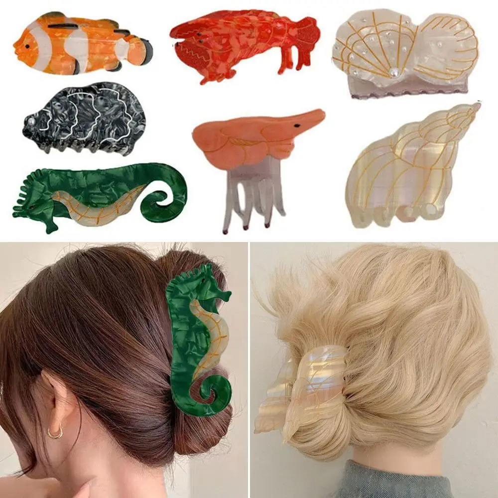 Marine Animal Shark Hair Claw Fashion Marine Biology Series Geometric Hair Clip Acrylic Headdress Party