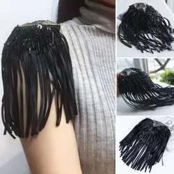 Beaded for Blazer Epaulet Leather Fringe Tassel Holder Epaulette Spikes Brooch Shoulder Brooches Women Men Suit Accessor