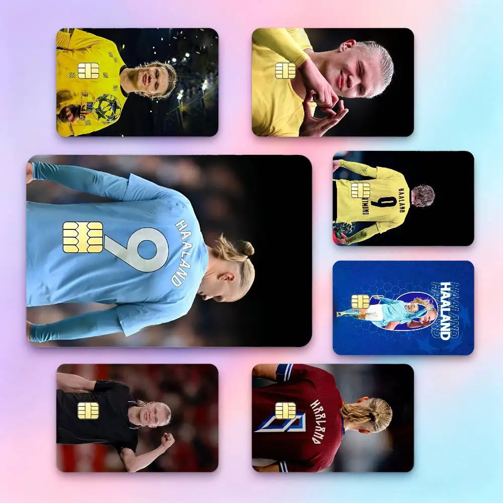 Football player superstar E-Erling Haaland  Credit Card HD Stickers Small Chip Waterproof Sticker Game Card Decal Gift