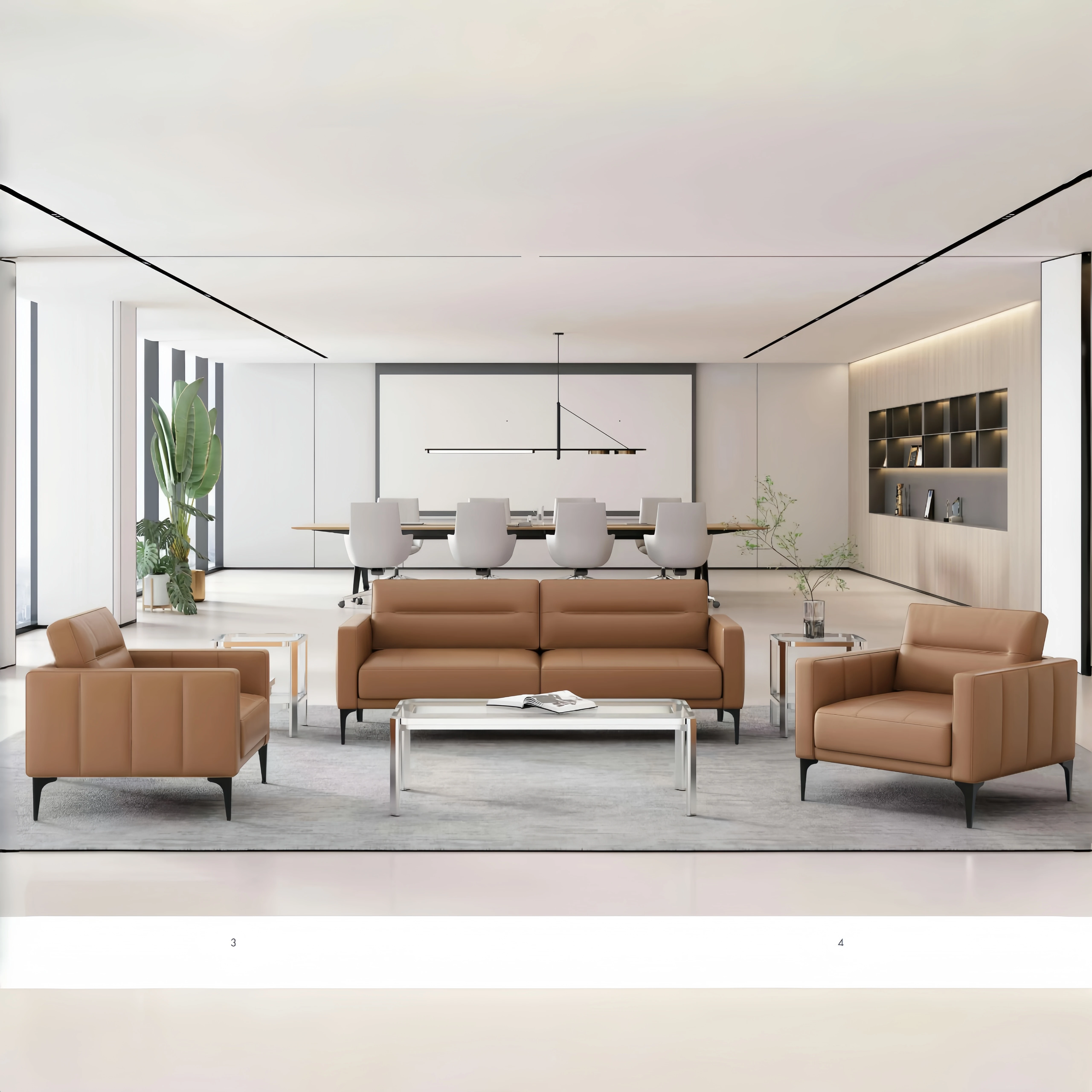 Divano componibile dal design europeo moderno Mobili da ufficio modulari per uffici Case Copertura in tessuto di pelle per soggiorno Hotel