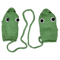 Cute Cartoon Style Crochet Handmade Knitted Frog Gloves Funny Gifts