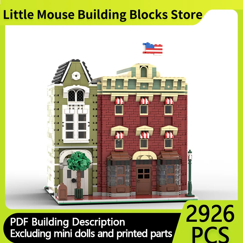 

Модель City Street View MOC, строительные кирпичи, роскошный уличный подарочный магазин, модульные технологии, подарки, праздник, сборка, детские игрушки, костюм