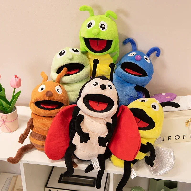 30CM Insect Soft Stuffed Toy Dragonfly Ants Butterfly Ladybug Cospaly Plush Doll Educational Baby Toys Kawaii Hand Finger Puppet