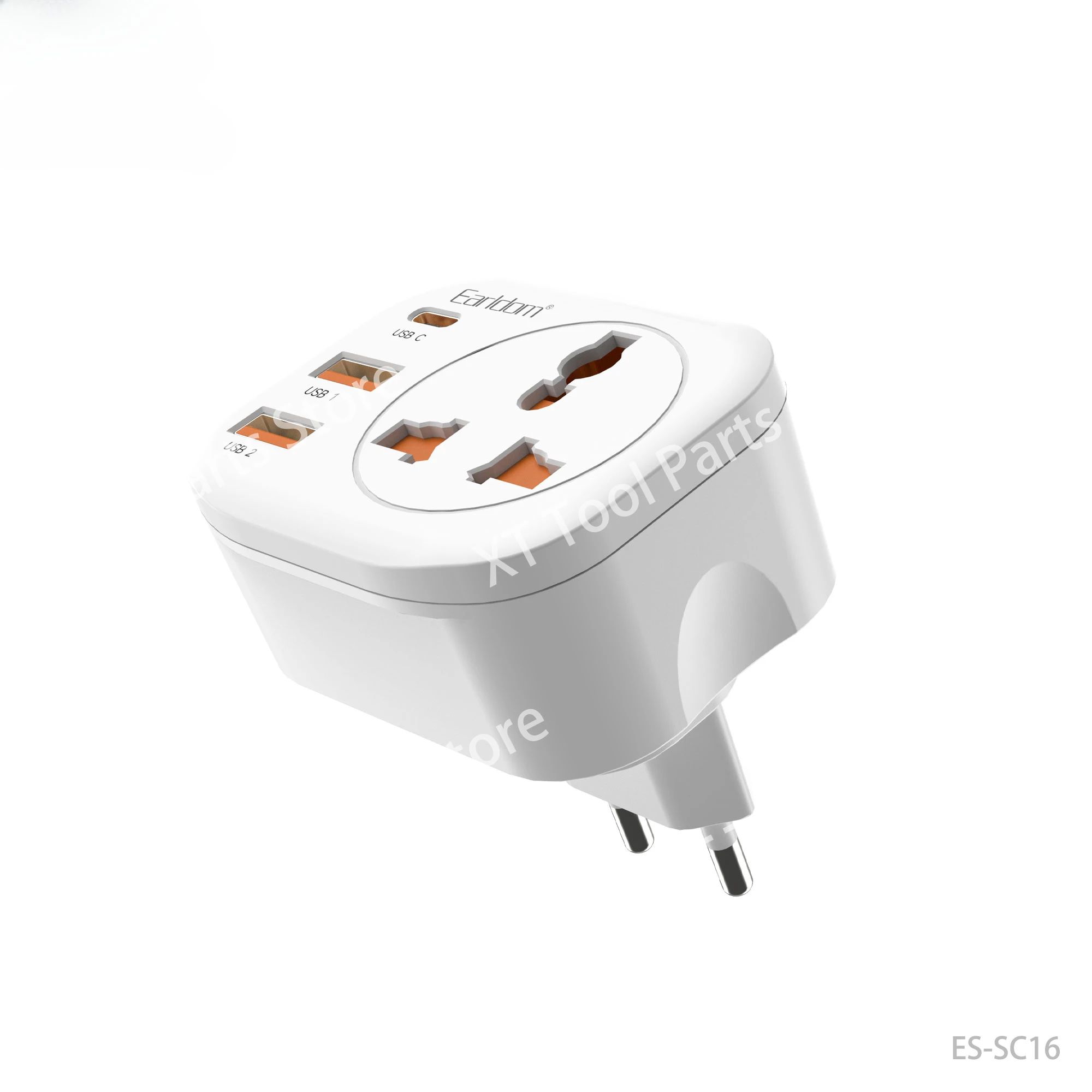 Earldom 4000W Fast Charging European Union Multifunction Power Socket with Two USB Ports and One Type C for Phone/PC/Tablet