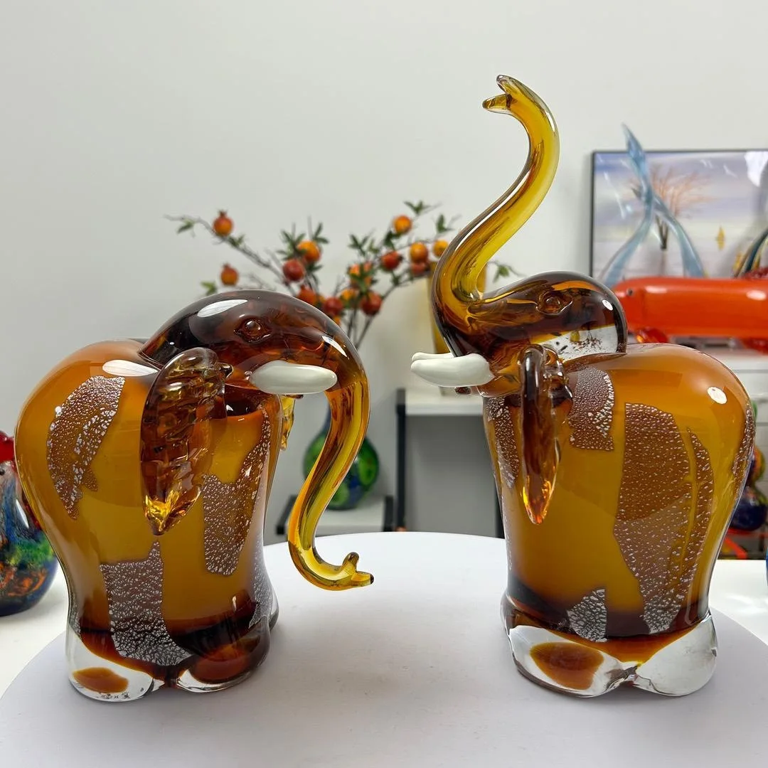 Zibo glazed animal simple modern cartoon style ornament desktop craftsmanship hand-made tea pet elephant animal ornament