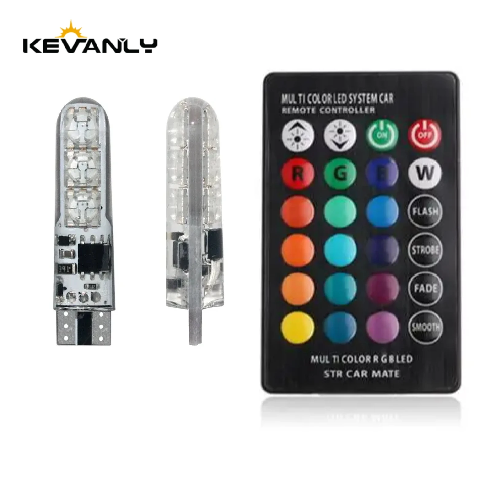 1 SET T10 W5w RGB LED Bulb 12SMD 5050 CANbus 194 168 Car With Remote Controller Flash Reading Wedge Light Clearance Lights