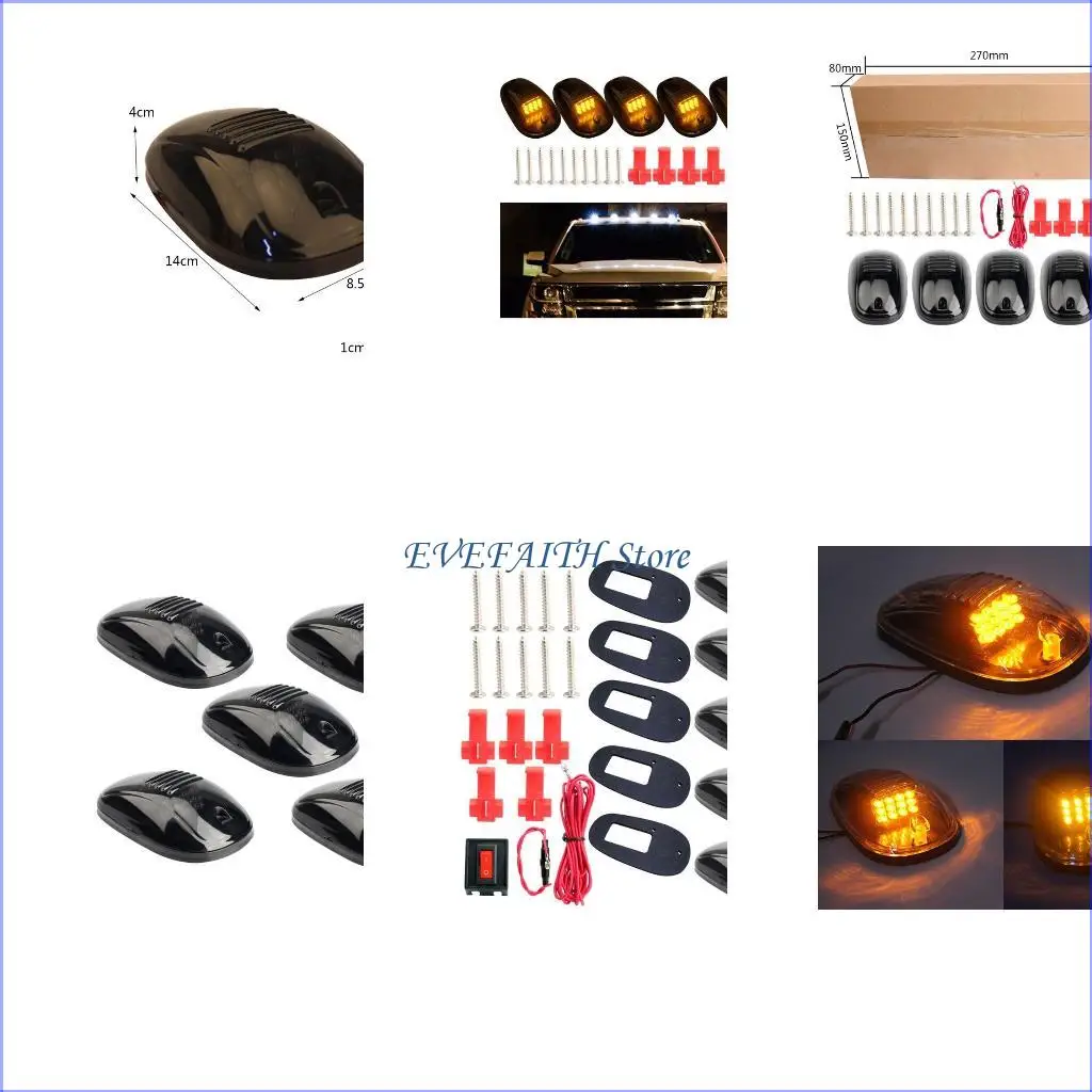 

124B 5x Smoke Len LED Cab Roof Marker Lights Roof Top Lamp Running Light For F150 SUV