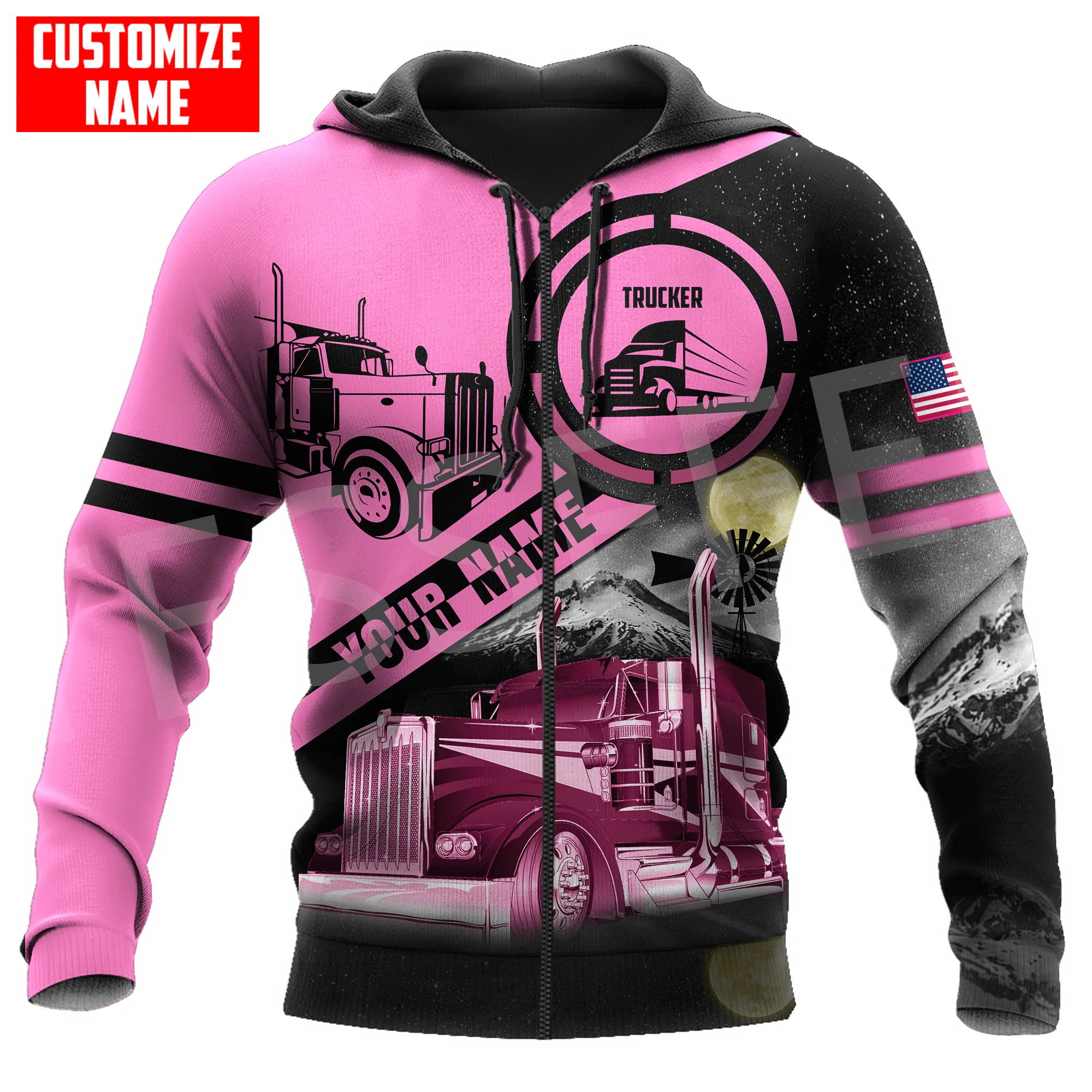 Newest Custom Name Truck Operator Cosplay Trucker Driver Worker Tattoo Pullover 3DPrint Harajuku Casual Funny Jacket Hoodies X18