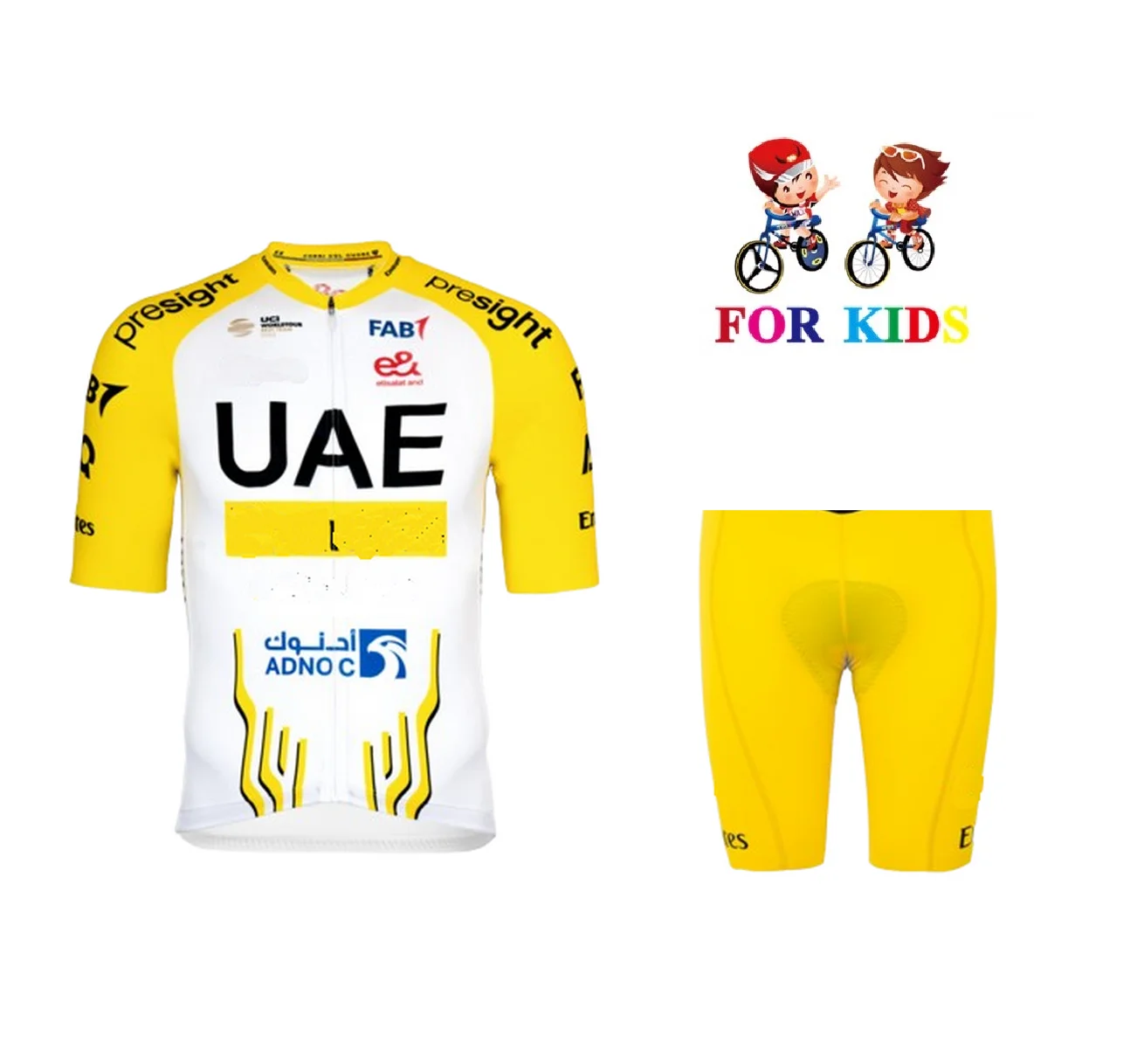 

KID'S 2024 UAE TEAM TDF Children Cycling Jersey Short Sleeve Bicycle Clothing With Shorts Ropa Ciclismo