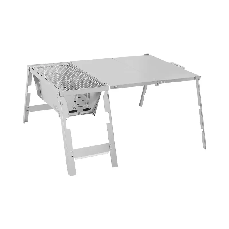 Portable Stainless Steel Outdoor Camping Picnic Travel Tourist Charcoal BBQ Babecue Folding Suitcase Grill Stove Table Set