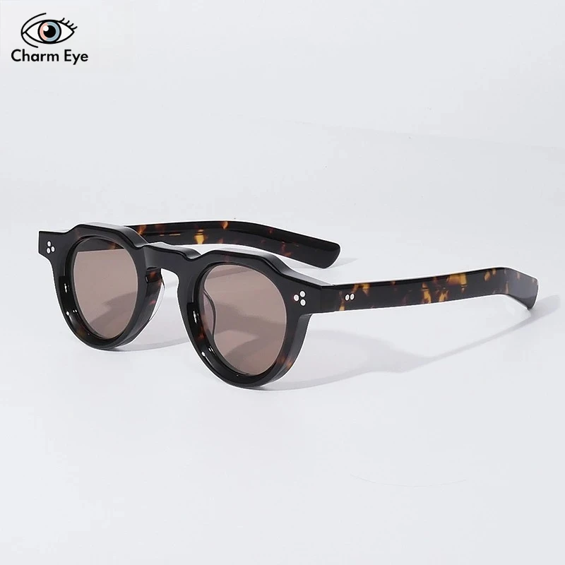 

2025 Retro Sunglasses with Blue Lenses for Women New High-quality Men Handmade Acetate Outdoor Sports Circular Sun Glasses UV400