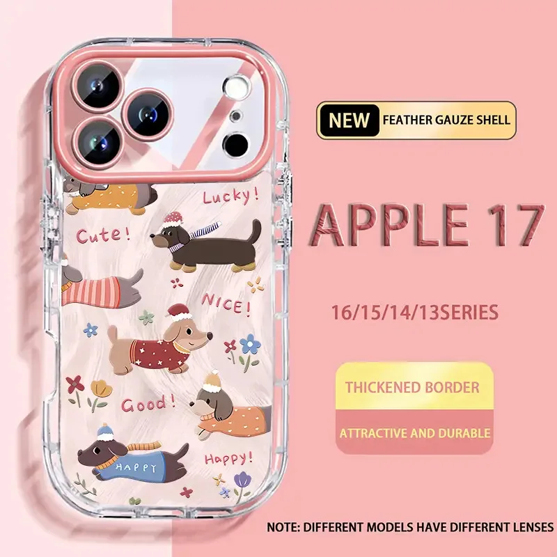 

Чехол для телефона с милым мультяшным колбасочьим пером и градиентом для iPhone 17/16/15/14 Pro/Pro Max, полная защита, тонкий противоударный чехол