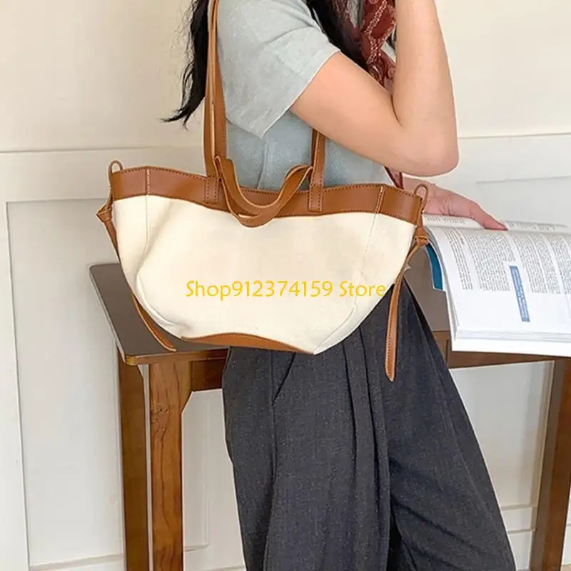 

G5AE Canvas Handbag Women Trendy Purse Handbag Large Capacity Work Bags Shoulder Bag