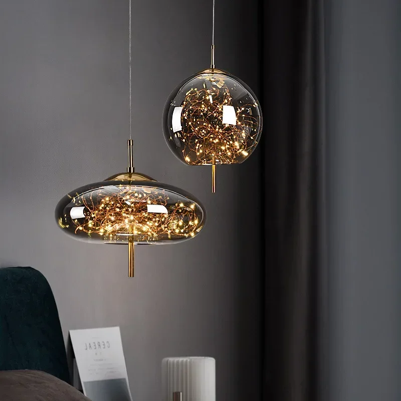 Modern LED Glass Pendant Lights Nordic Luxury Chandeliers Hanging Lighting Kitchen Restaurant Hotel Pendant Lamp Bedside Light