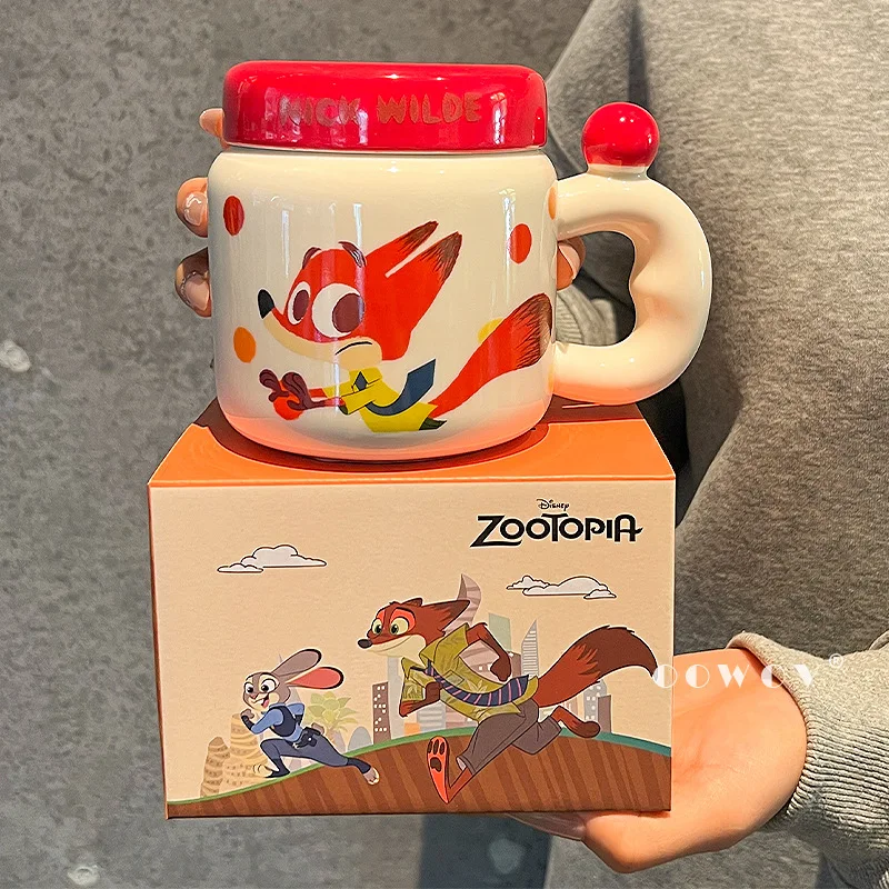 400ML Zootopia Multiple Characters Ceramic Mug with Dustproof Lid Cute Cartoon Milk Coffee Cup Home Birthday Gift - view 2