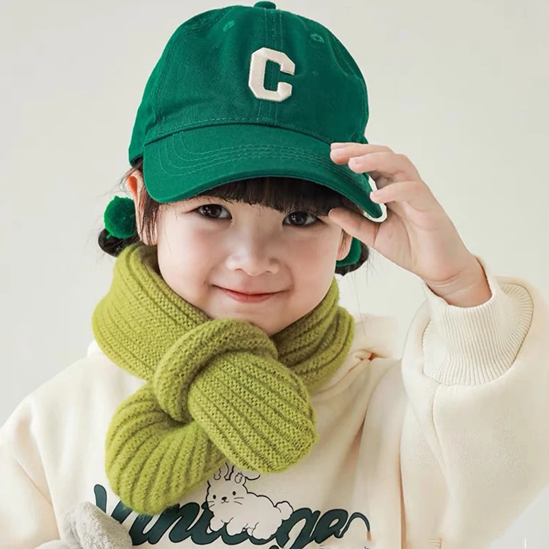 

Winter Warm Kids Sweater Scarf 1-5year Boys Girls Soild Color Knitted Scarfs Korean Baby Neck Cover Children Woolen Neckerchief