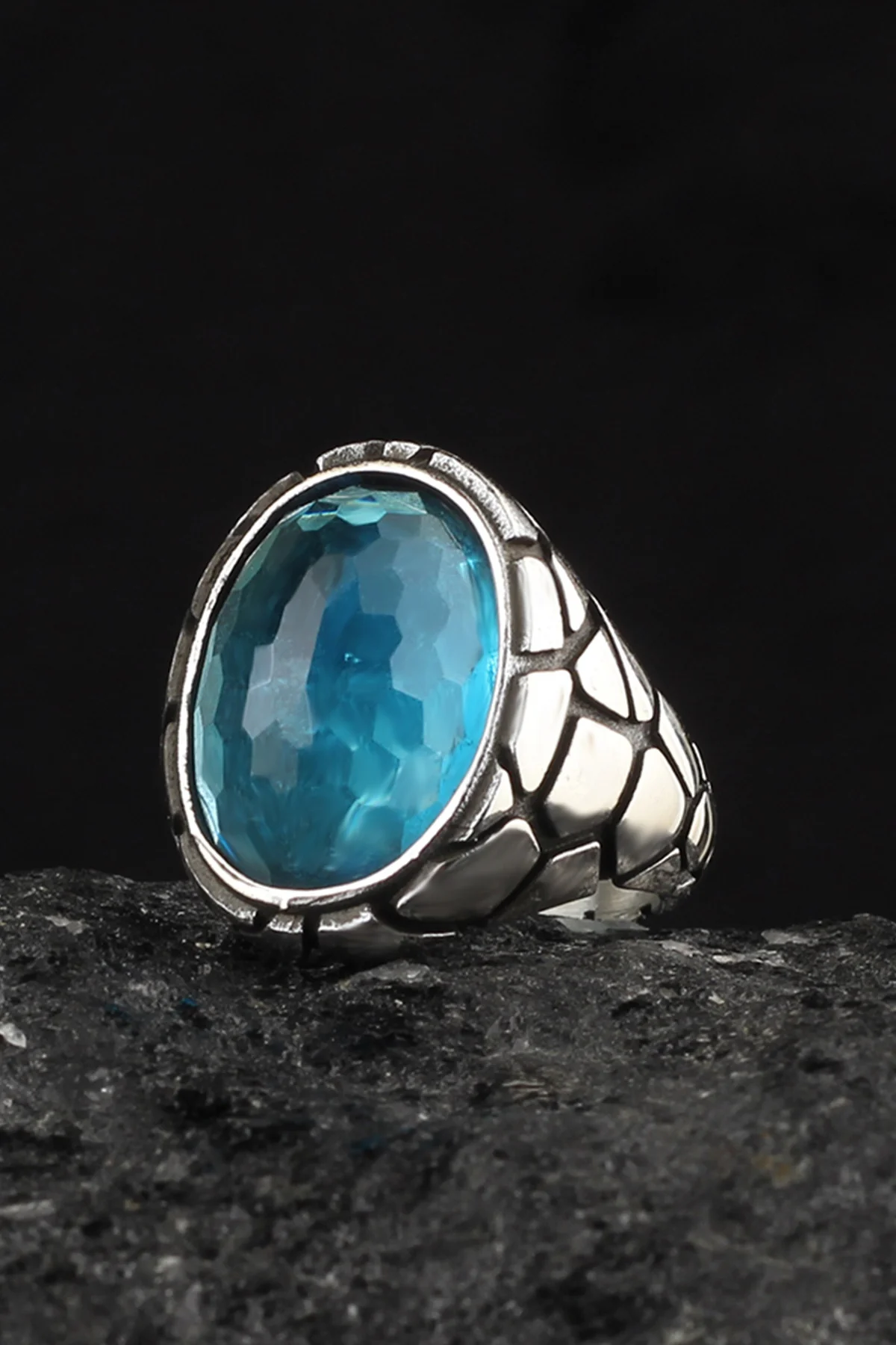 

Blue Topaz 925 Sterling Silver Men 'S Ring