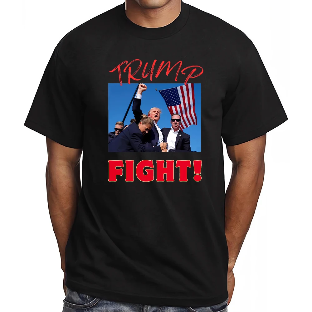 CLOOCL Newest Trump Shot FIGHT! 2024 T-Shirt Shot Assasanation Attempt Printed Short Sleeve Summer Cotton T Shirts Dropshipping