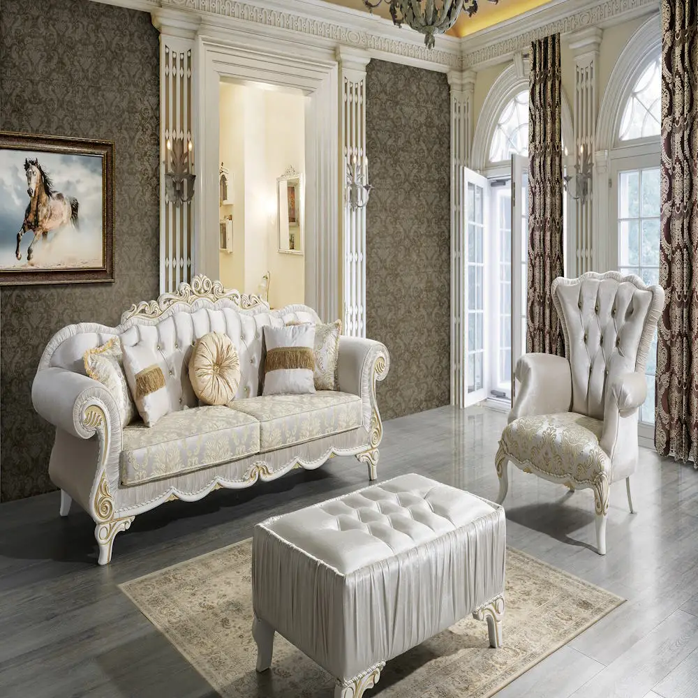 * Luxury Italian Style Modern Furniture Best Seller Luxury Sofa Set for Living Room Villa Wood Material Warehouse