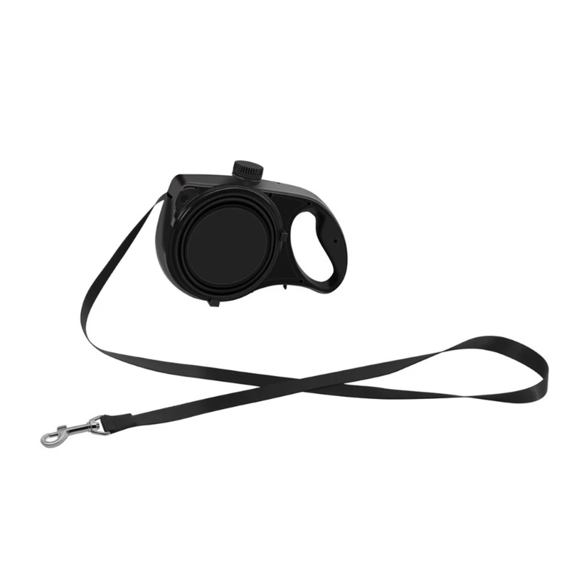 Pet Leash with Collapsible Dog Bowl and Water Bottle Outdoor Walking Supplies Multifunctional Leash Y5GB