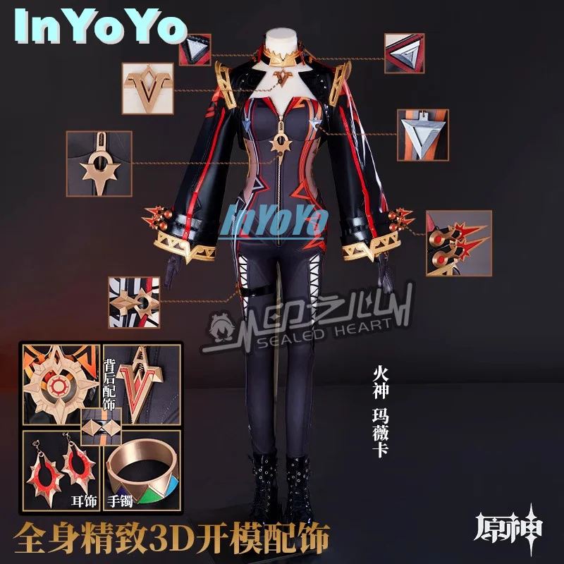 InYoYo Genshin Impact Mavuika Pyro Archon Cosplay Costume Game Suit Jumpsuit Uniform Halloween Carnival Party Outfit Women XS-XL