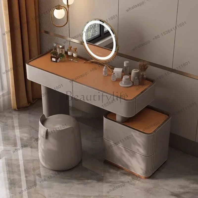 LSHome Room Furniture Storage Makeup Tables Toilet Vanity Tablewith Mirror Comfortable Bedroom Modern Dressing Table Cabinet