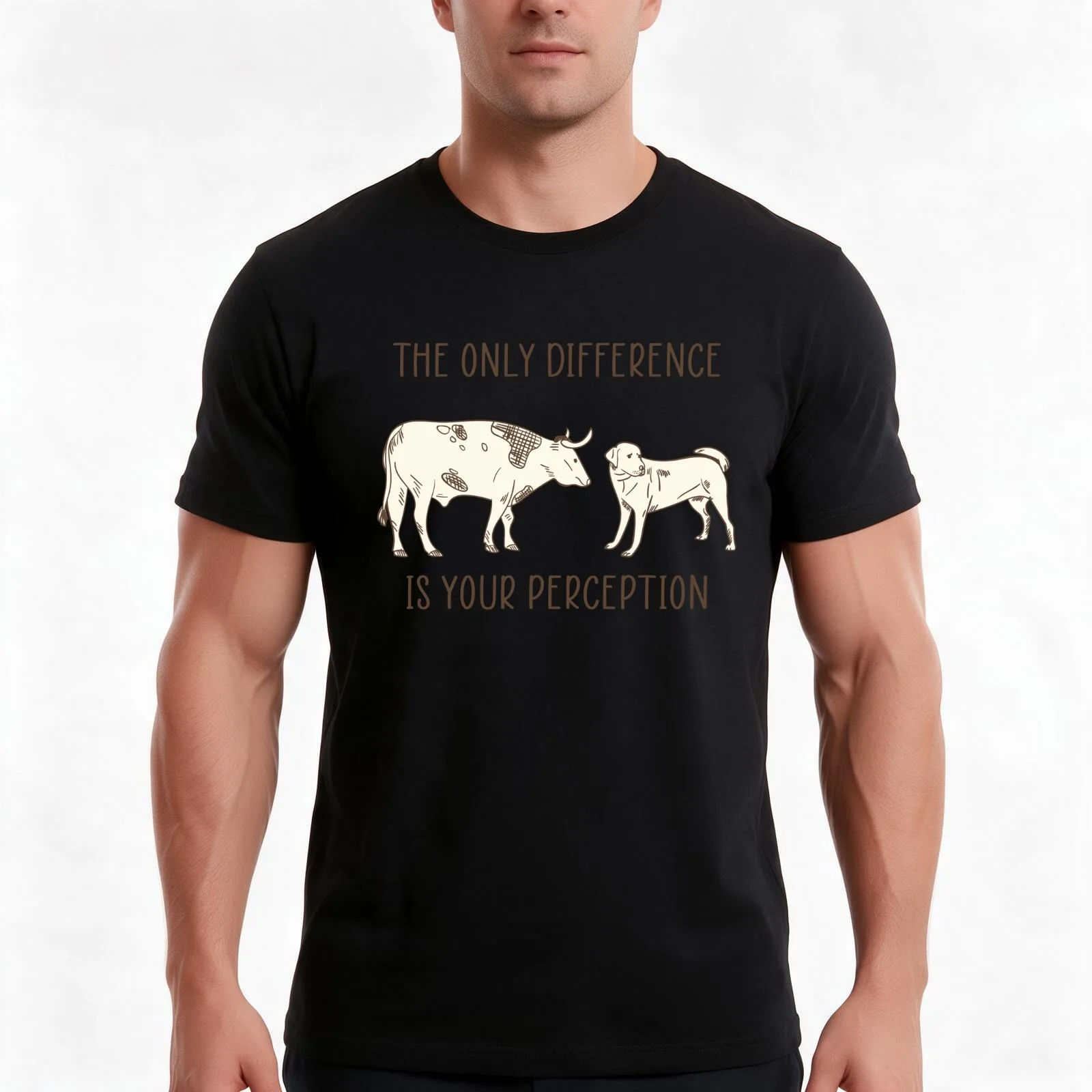 The Only Difference Is Your Perception Vegan Theme T-Shirt, Summer Casual Cotton Tee, Oversized Streetwear Tops, 100% Cotton
