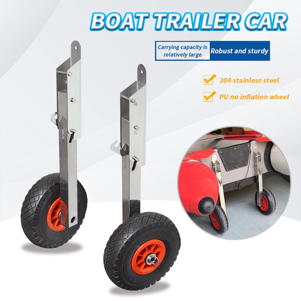 

Boat Launching Wheels Stainless Steel Boat Launching Dolly With PU Non Inflatable Solid Wheel For Inflatable Boat Aluminum Boat