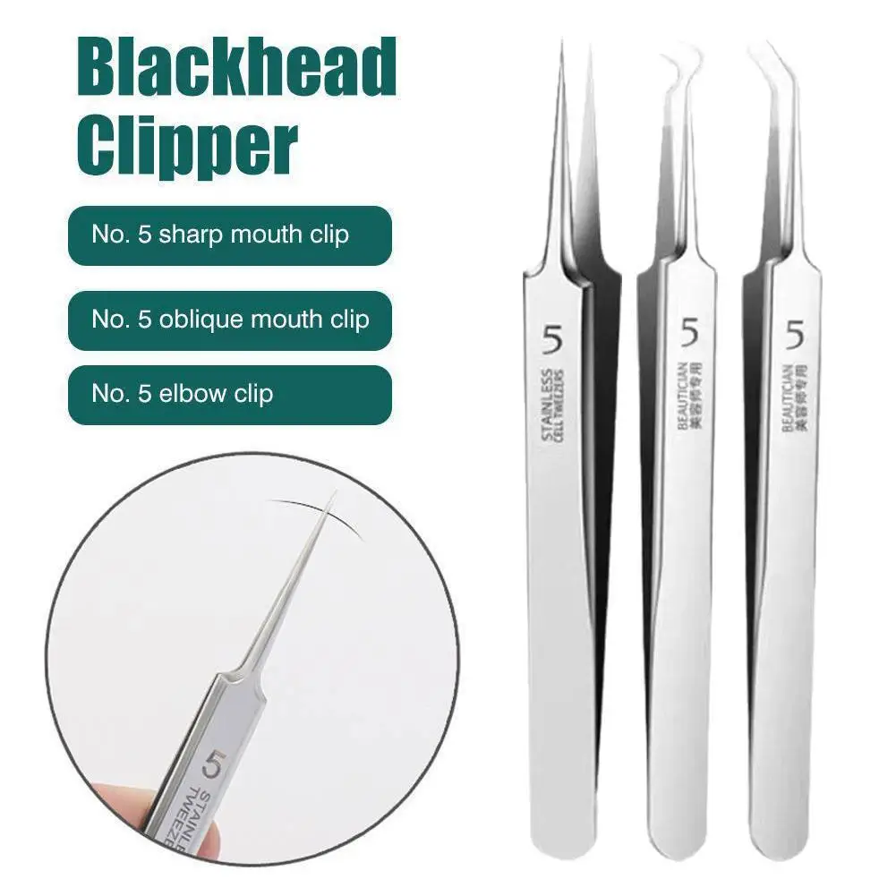 

Professional Ultra-fine No. 5 Acne Blackhead Removal Tweezers Beauty Salon Pimples Needles Deep Cleaner Clip Face Skin Care Tool