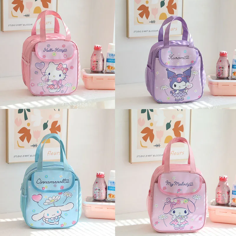 New Hello Kitty Lunch Bag Cartoon Sanrio Insulated Bag studenti borsa per il pranzo Tote di grande capacità con borsa per il pranzo con tasca laterale