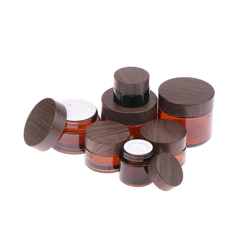 1Pcs 5/10/15/20/30/50/60g Dark Tan Cream Bottle Glass Separate Bottle Face Cream Eye Cream Box Empty Cosmetic Container