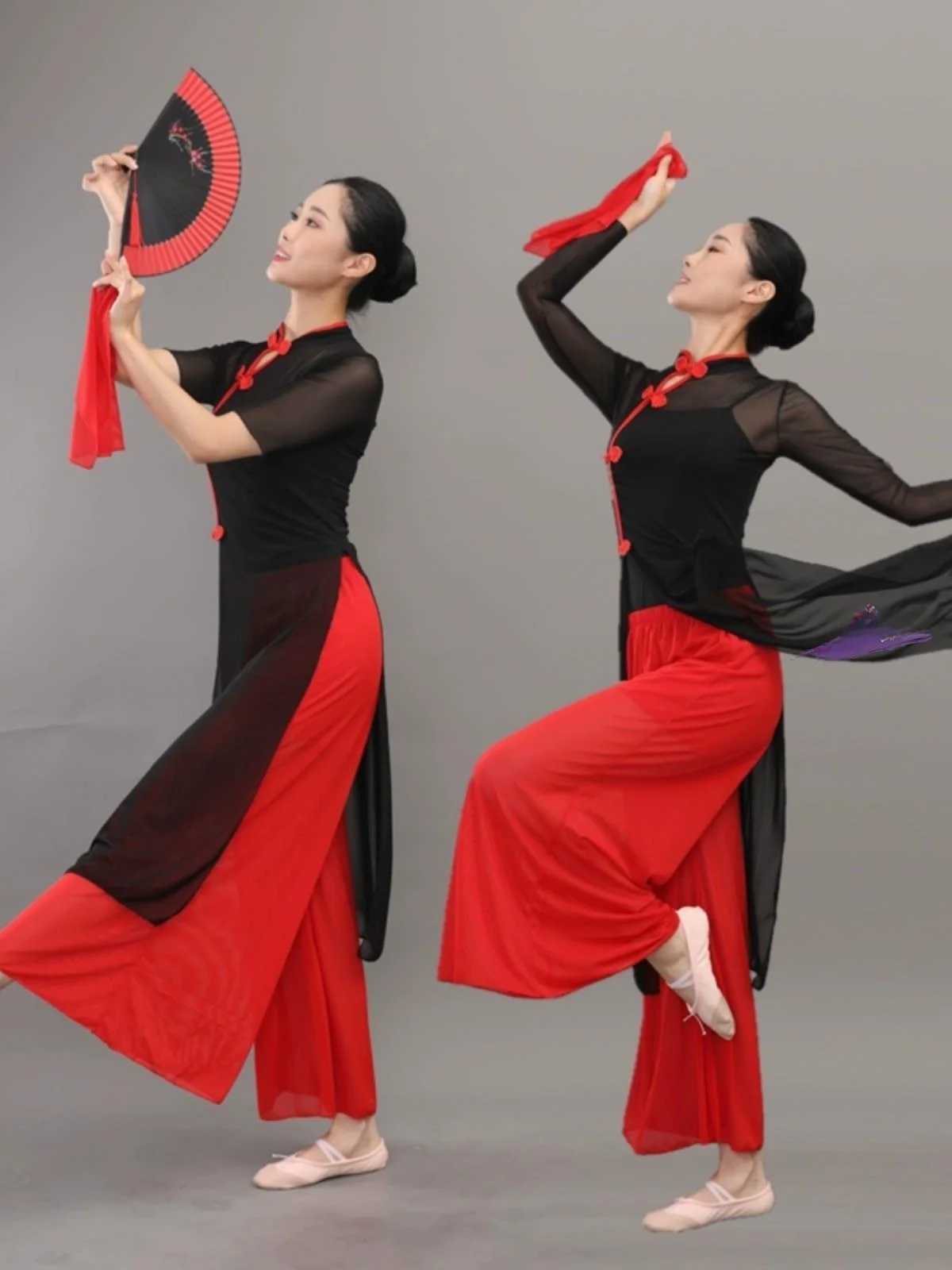 

Костюм для классического танца Ele: Женский эластичный шелковый комплект для выступлений, облегающий, для танца Янгэ, этнический сценический наряд