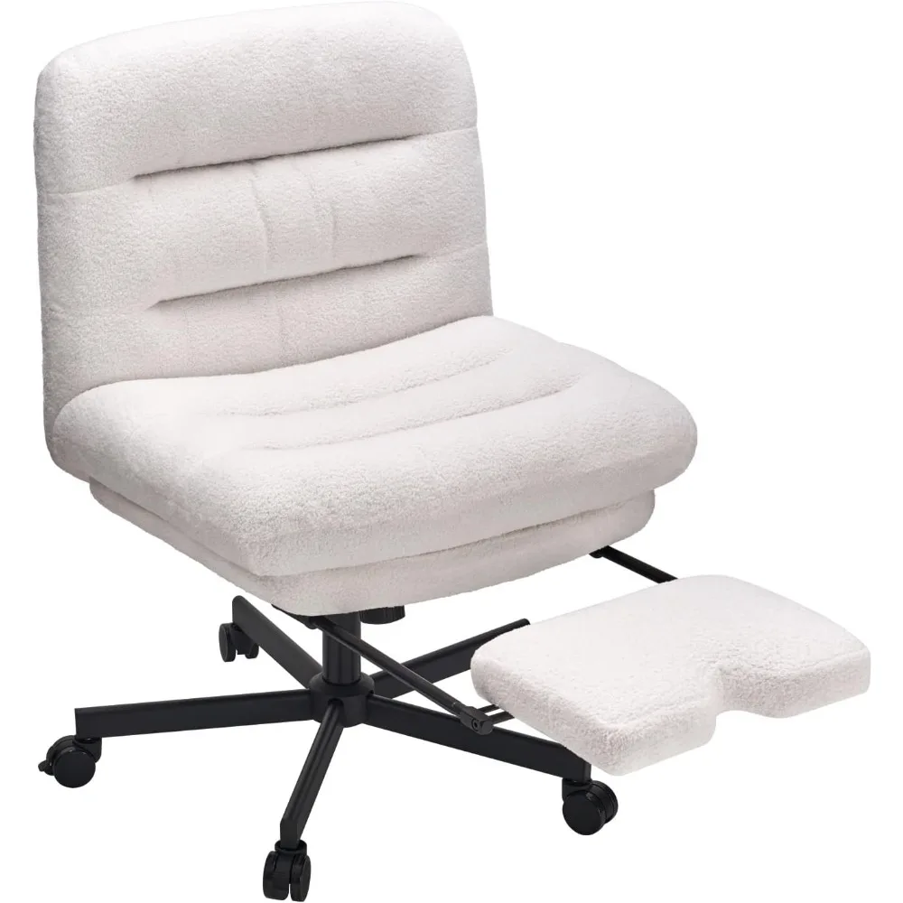 Office Chair Armless with Wheels Cross-Legged  Chair with Rocking Feature Computer Chair