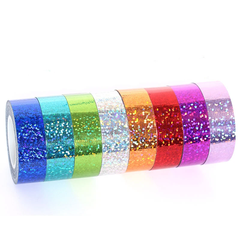5M Colorful Laser Masking BOPP Tape Decorative Adhesive Tape Diy Scrapbooking Sticker Label Stationery