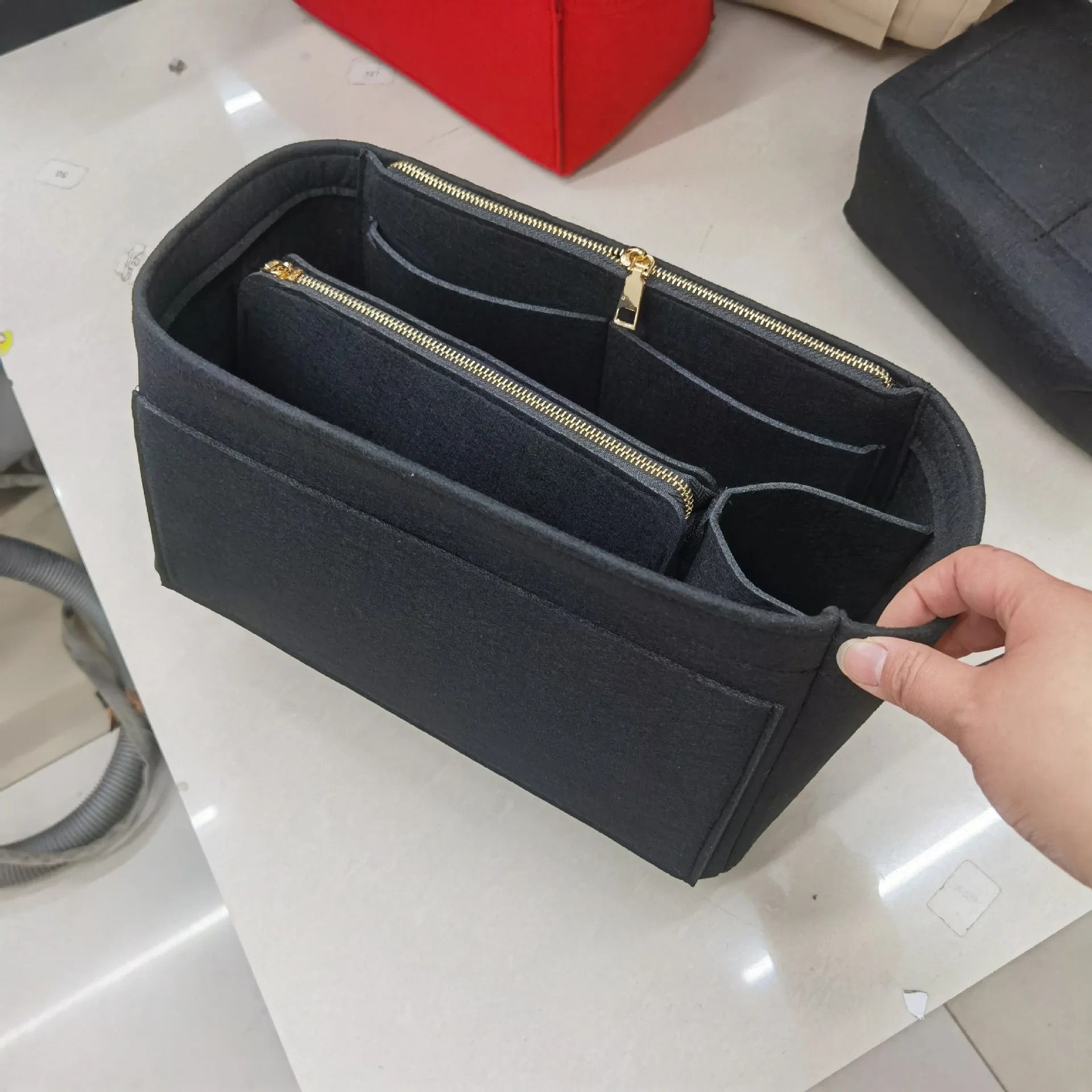 Portátil Make up Organizer Bag, Cosméticos Feltro Pano Bolsa, Inserir Saco, Viagem Inner Purse, Fits Speedys Neverfull